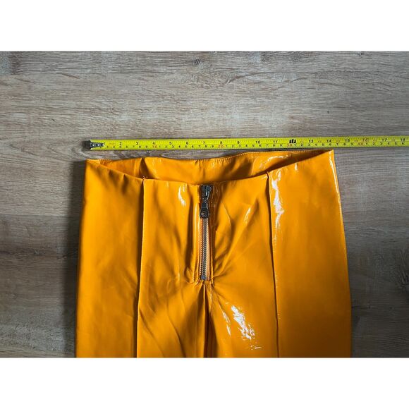 NWT THE RAGGED PRIEST Orange Patent Vinyl Cracker Pants Trousers Women's Size 8 - Picture 9 of 16